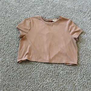 Ultra Flirt Ribbed Beige Top